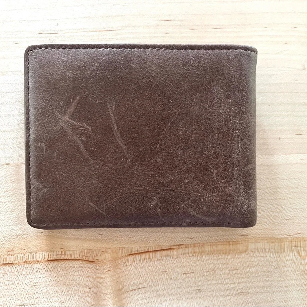Himi Coffee Brown Leather RFID Bifold Wallet